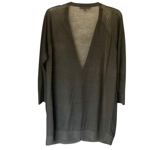 The Loft Long Sheer Front V Neck Button Mixed Media Cardigan - Picture 3 of 16